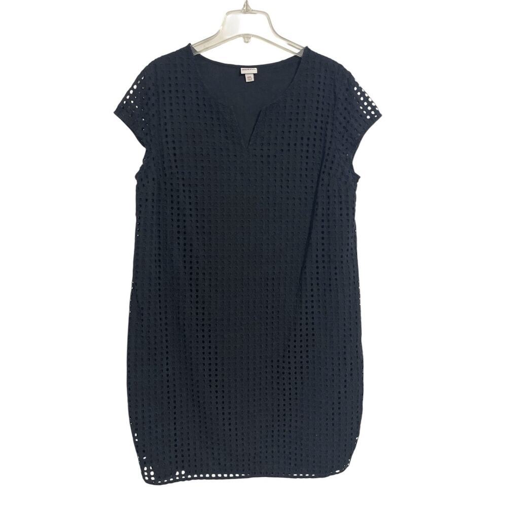 Merona Cotton Eyelet Shift Dress Plus Size XXL Black Lined Lightweight Boho - Picture 10 of 10